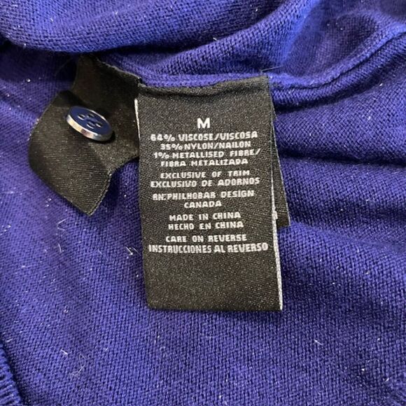 NWT Nicole Miller Button Front Cardigan Cobalt Blue with Metallic Silver Size M - Picture 7 of 12